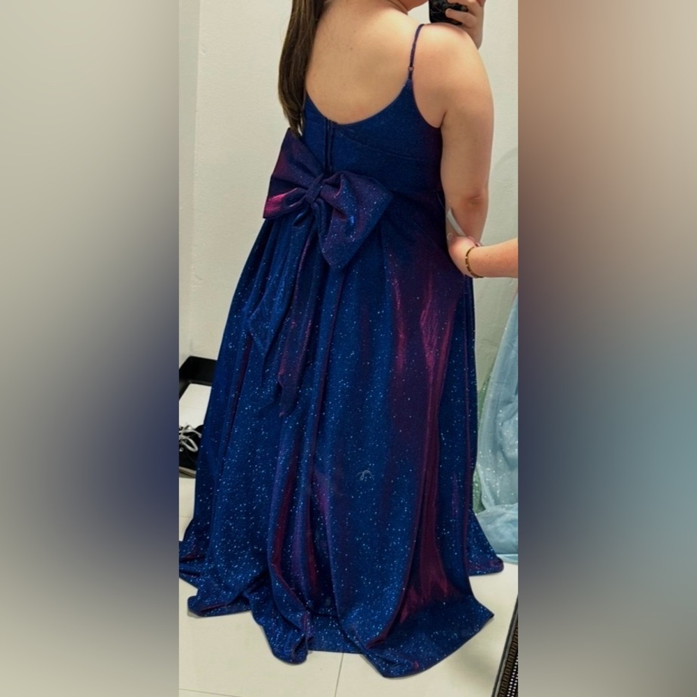 Elegant Blue and Pink Evening Gown